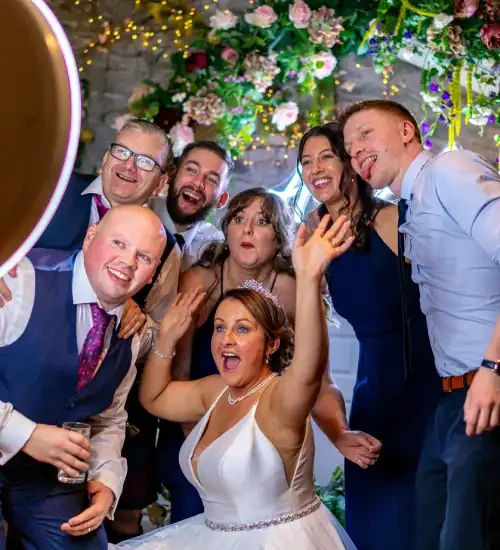 Guests enjoying a selfie station