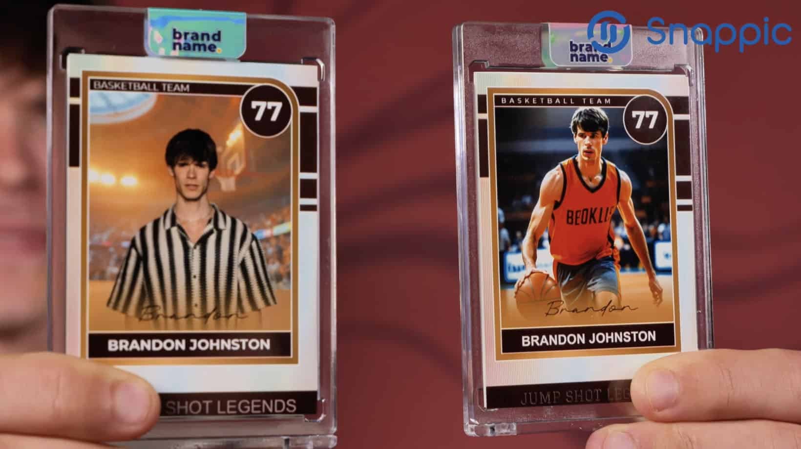 Custom trading card format shown in a supplier example